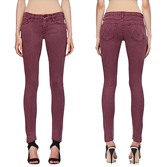 MOTHER The Looker Pop Velvety Skinny Trouser Jean in Raspberry, Size 27 - Picture 2 of 13
